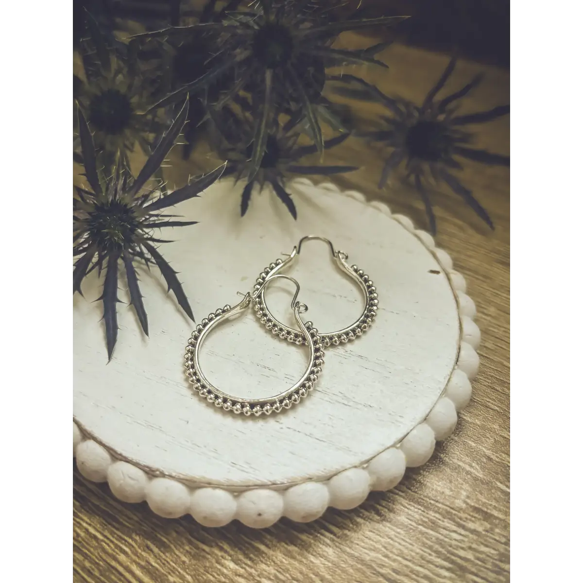 Boho Silver Hoop Drop Earrings - Rooted Home Goods