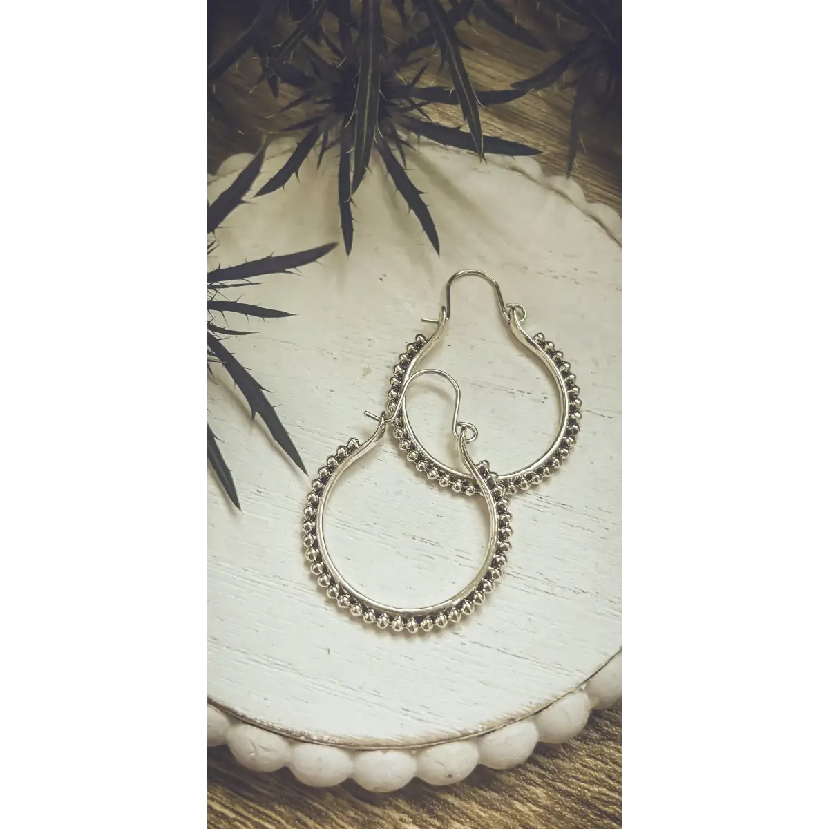Boho Silver Hoop Drop Earrings - Rooted Home Goods