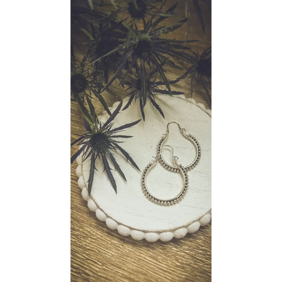 Boho Silver Hoop Drop Earrings - Rooted Home Goods
