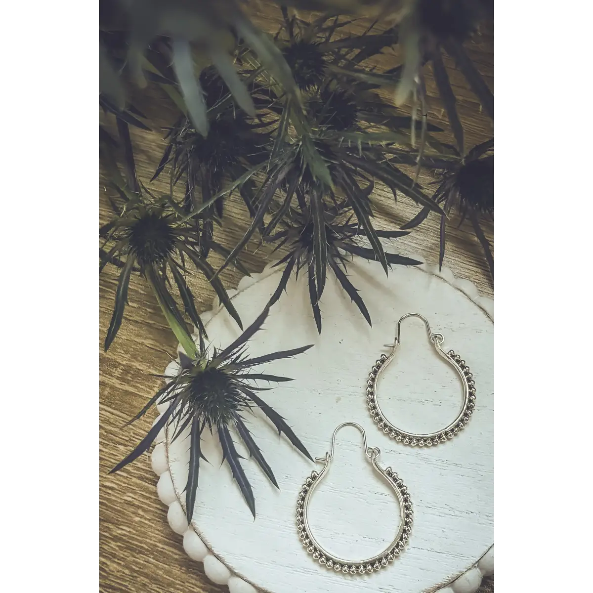 Boho Silver Hoop Drop Earrings - Rooted Home Goods