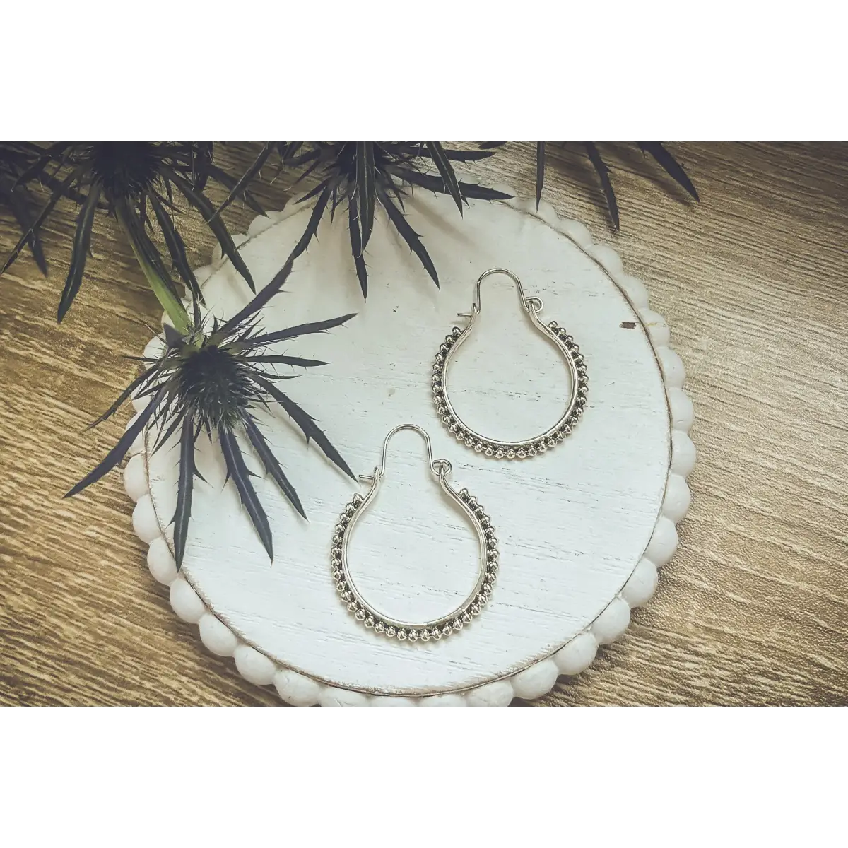 Boho Silver Hoop Drop Earrings - Rooted Home Goods