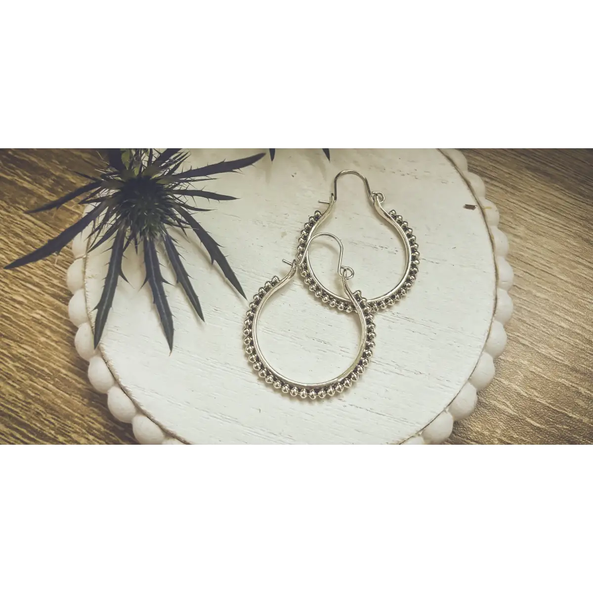 Boho Silver Hoop Drop Earrings - Rooted Home Goods