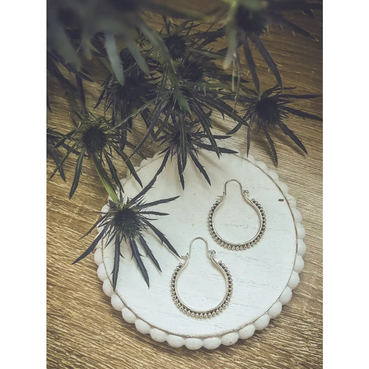 Boho Silver Hoop Drop Earrings - Rooted Home Goods