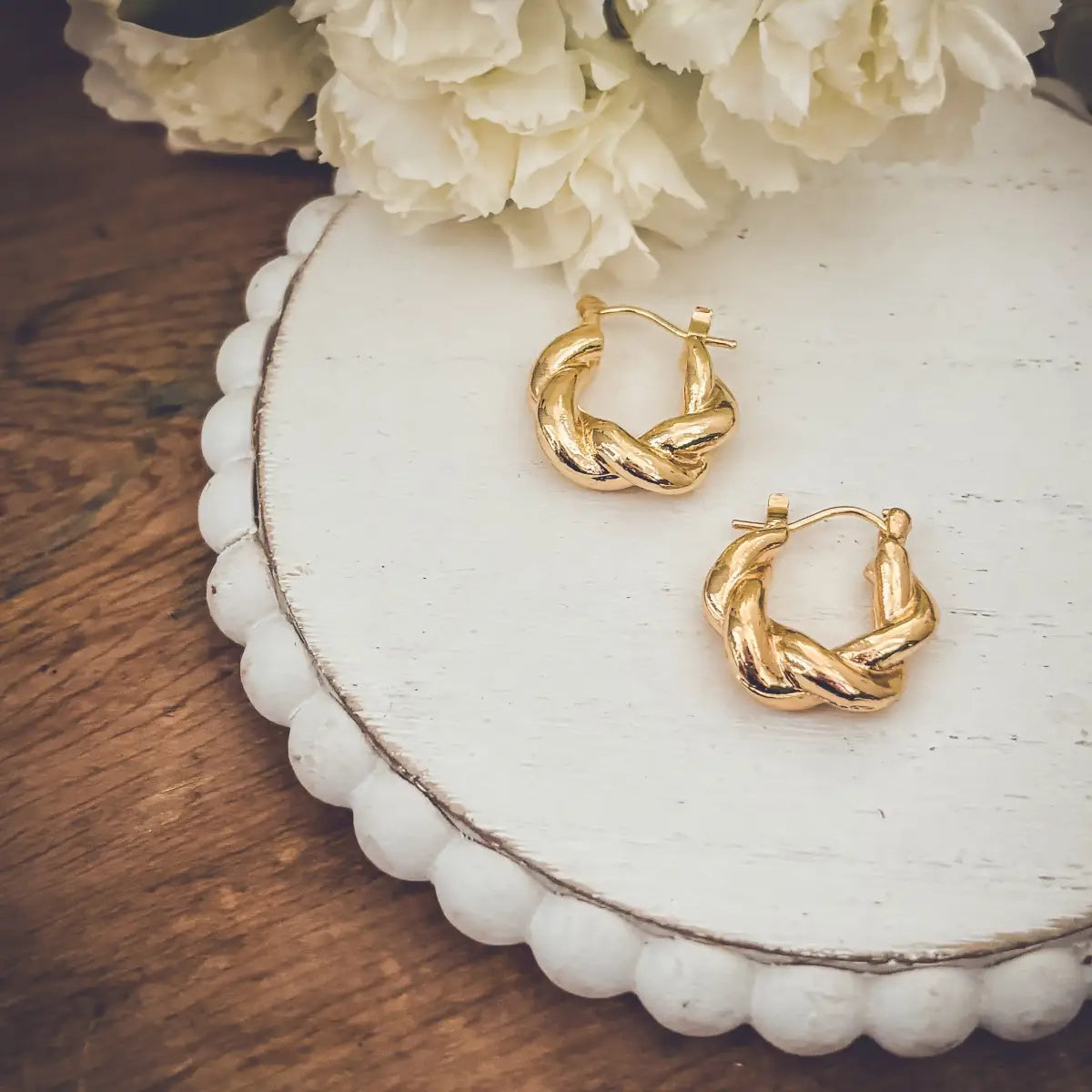 Chunky Gold Twist Earrings - Rooted Home Goods