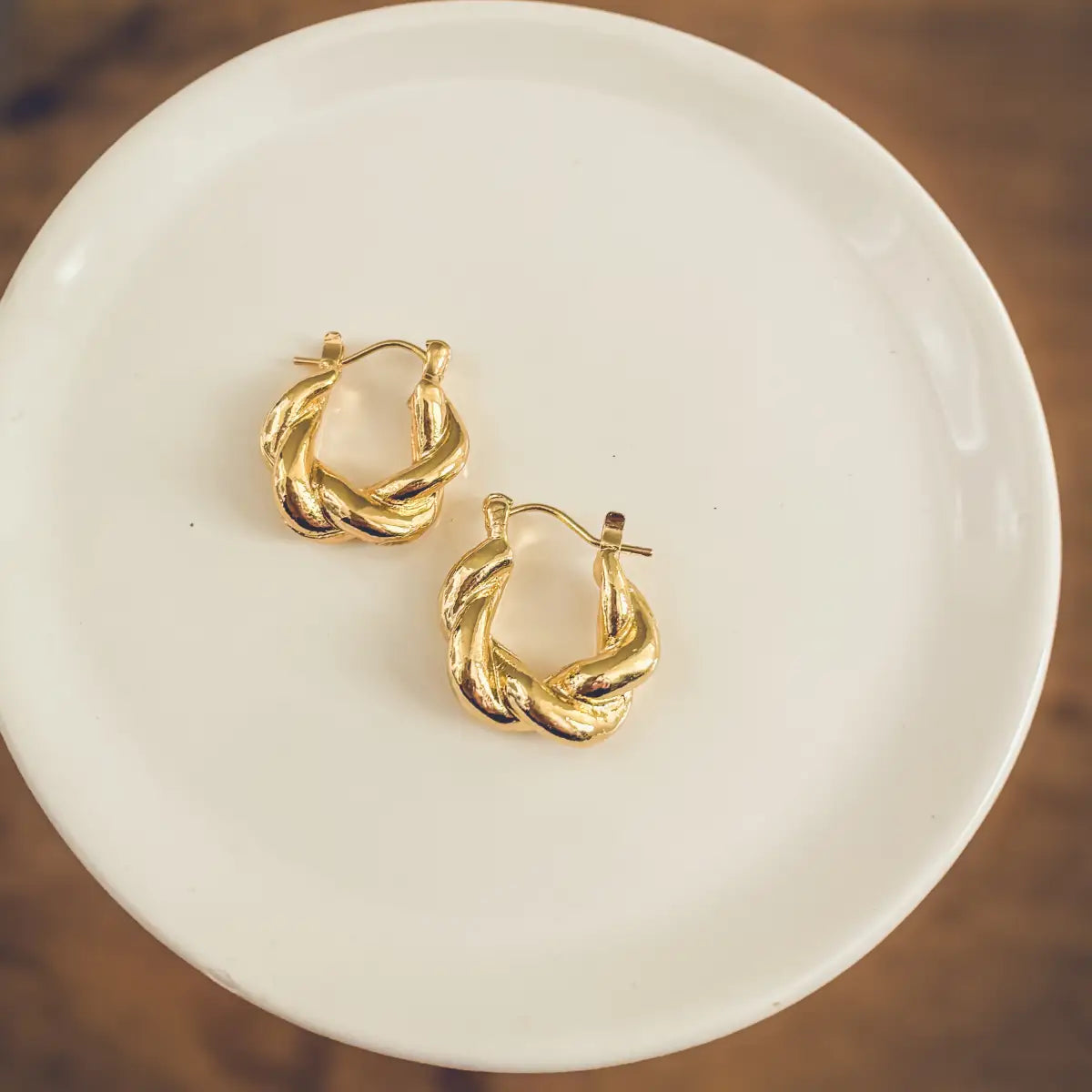 Chunky Gold Twist Earrings - Rooted Home Goods