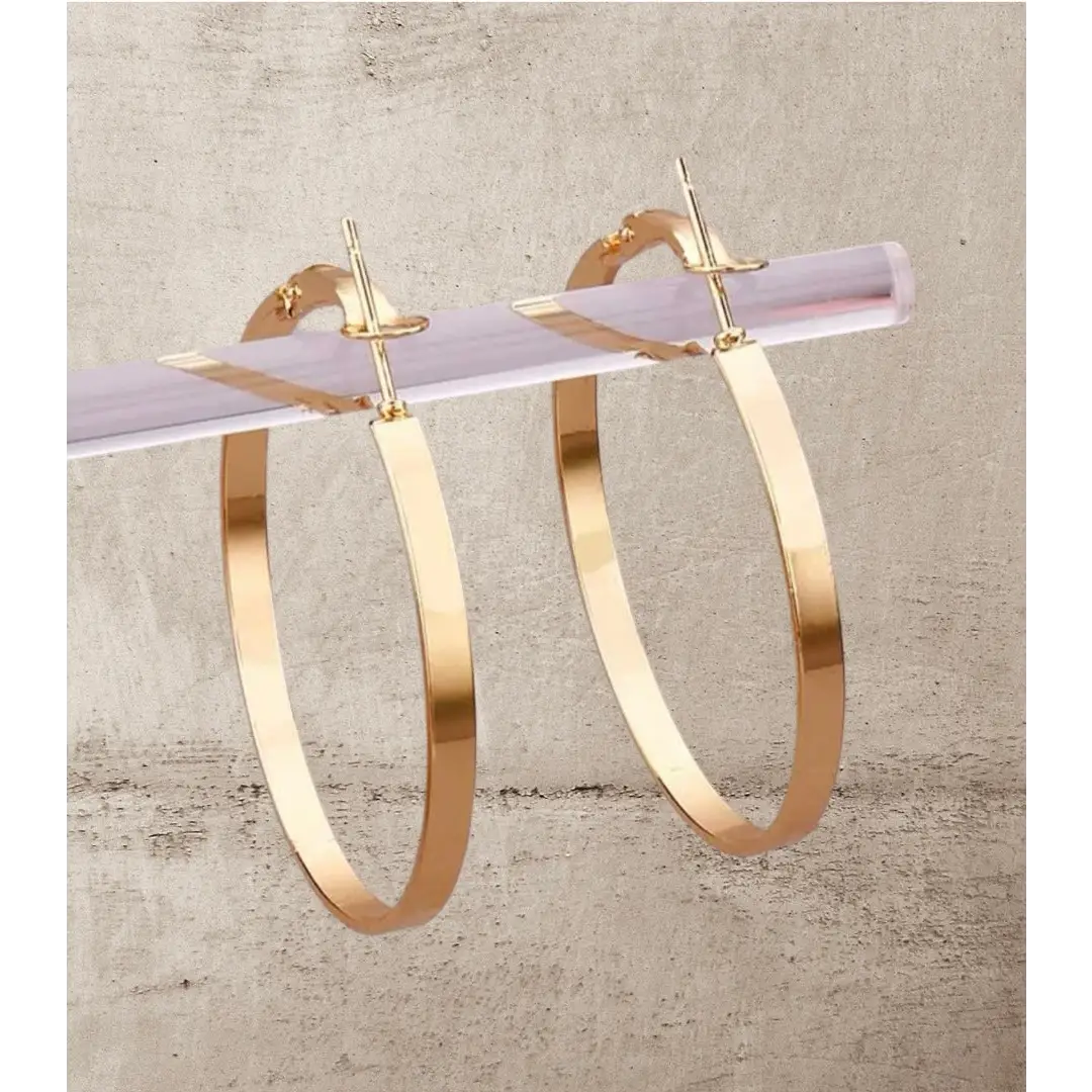 Flat Gold Hoop Earrings - Rooted Home Goods