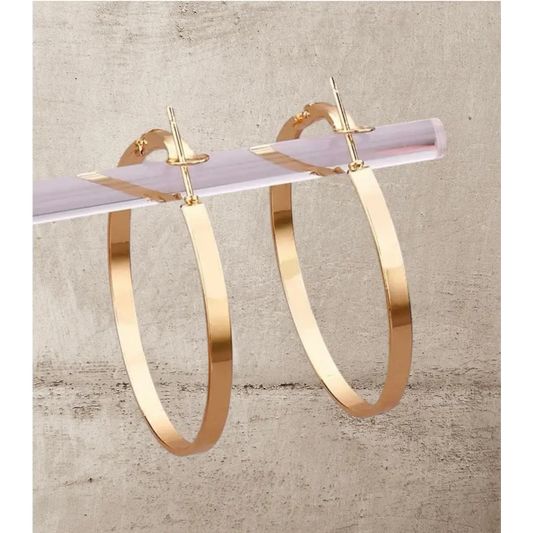 Flat Gold Hoop Earrings - Rooted Home Goods