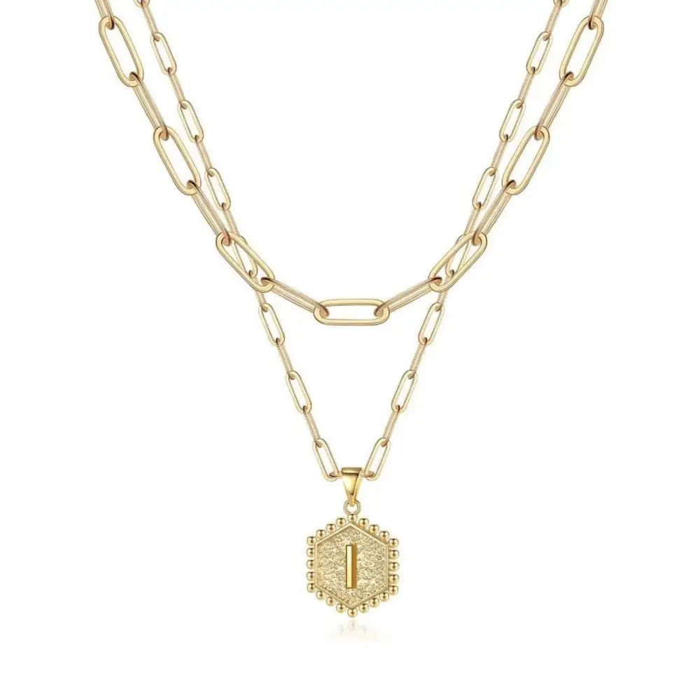 Beautiful Gold Layered Initial Necklace - I - Rooted Home Goods