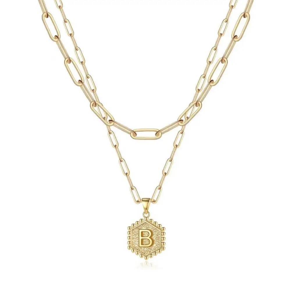 Beautiful Gold Layered Initial Necklace - B - Rooted Home Goods