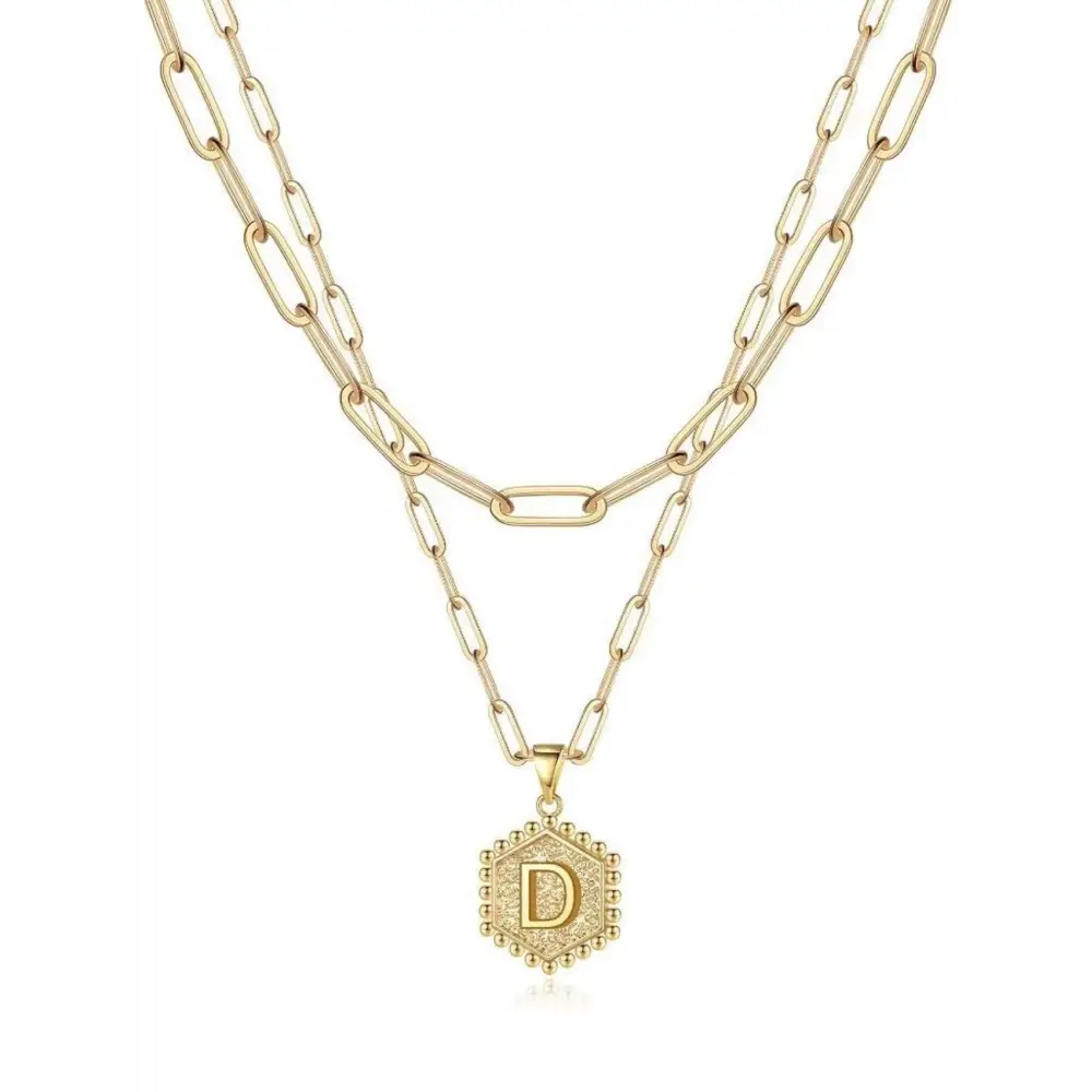 Beautiful Gold Layered Initial Necklace - D - Rooted Home Goods