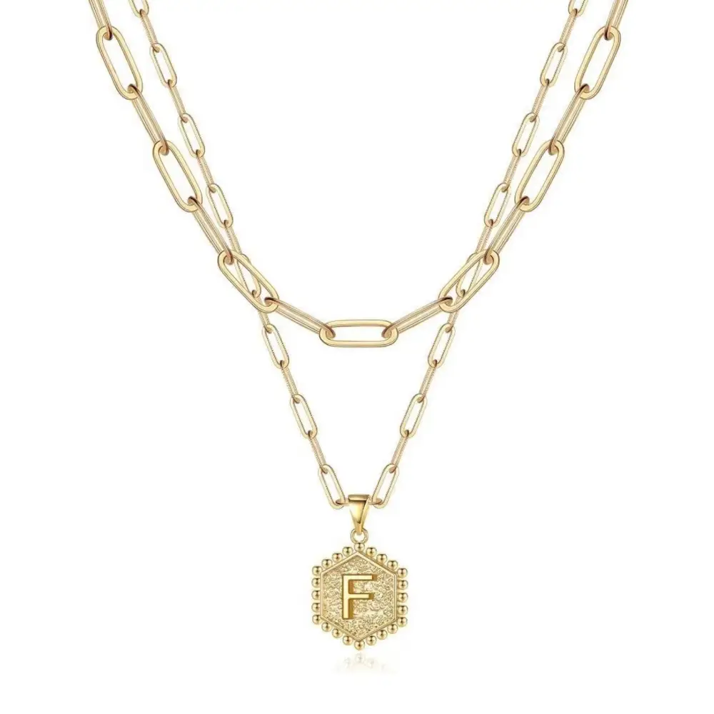 Beautiful Gold Layered Initial Necklace - F - Rooted Home Goods