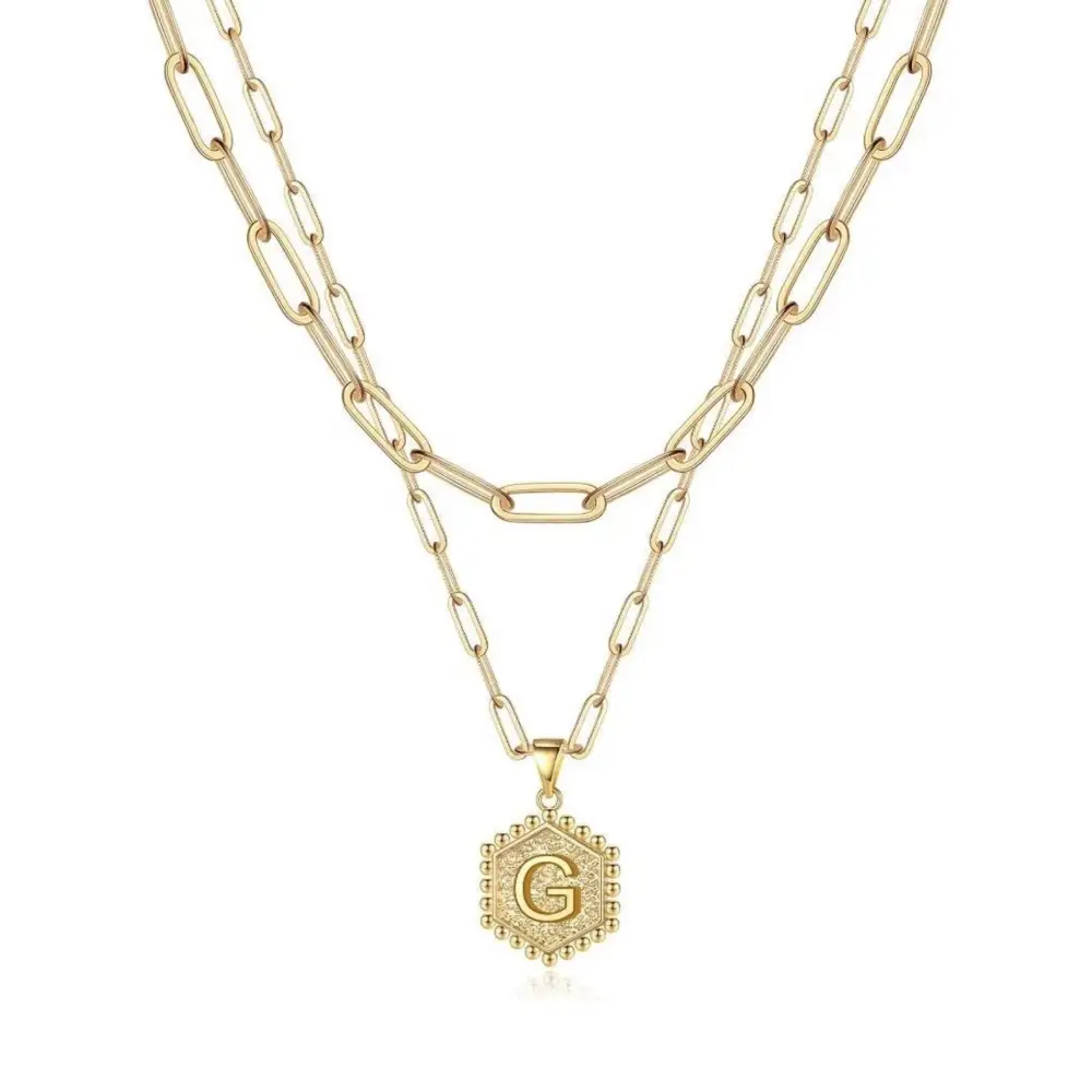 Beautiful Gold Layered Initial Necklace - G - Rooted Home Goods