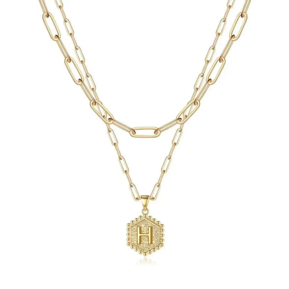 Beautiful Gold Layered Initial Necklace - H - Rooted Home Goods