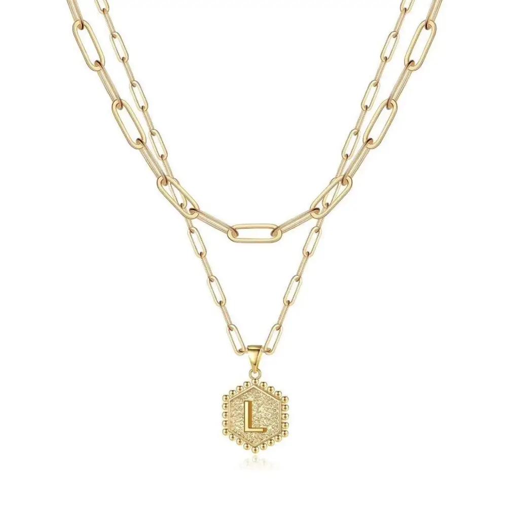 Beautiful Gold Layered Initial Necklace - L - Rooted Home Goods
