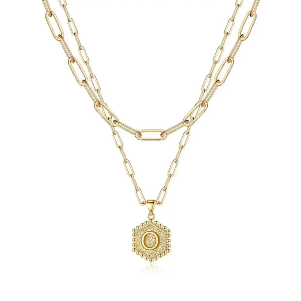 Beautiful Gold Layered Initial Necklace - O - Rooted Home Goods