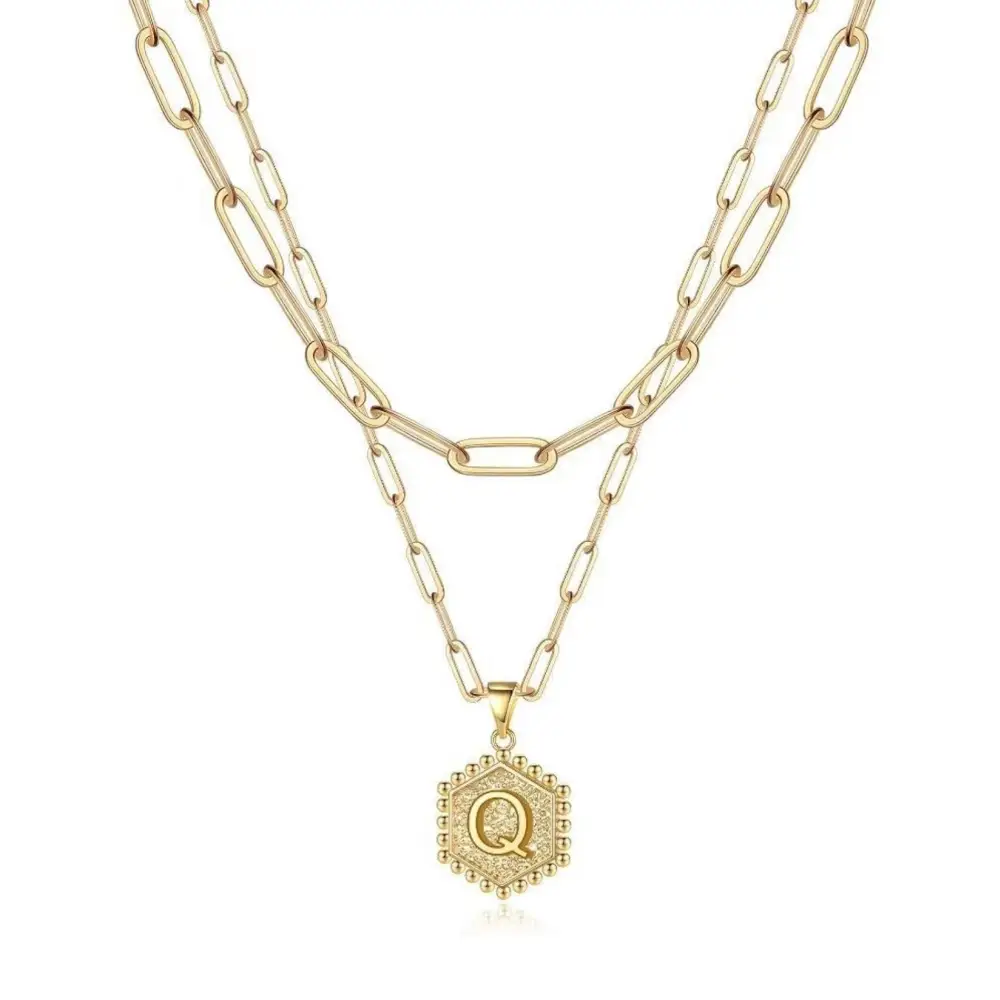 Beautiful Gold Layered Initial Necklace - Q - Rooted Home Goods
