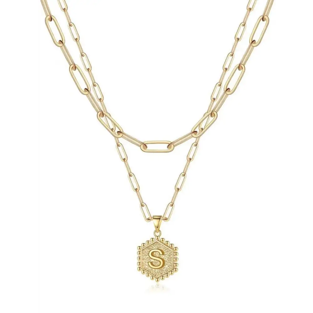 Beautiful Gold Layered Initial Necklace - S - Rooted Home Goods
