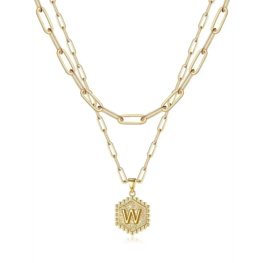 Beautiful Gold Layered Initial Necklace - W - Rooted Home Goods