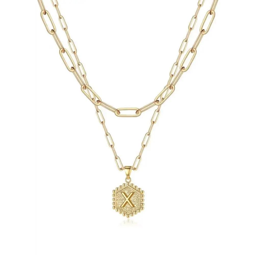 Beautiful Gold Layered Initial Necklace - X - Rooted Home Goods