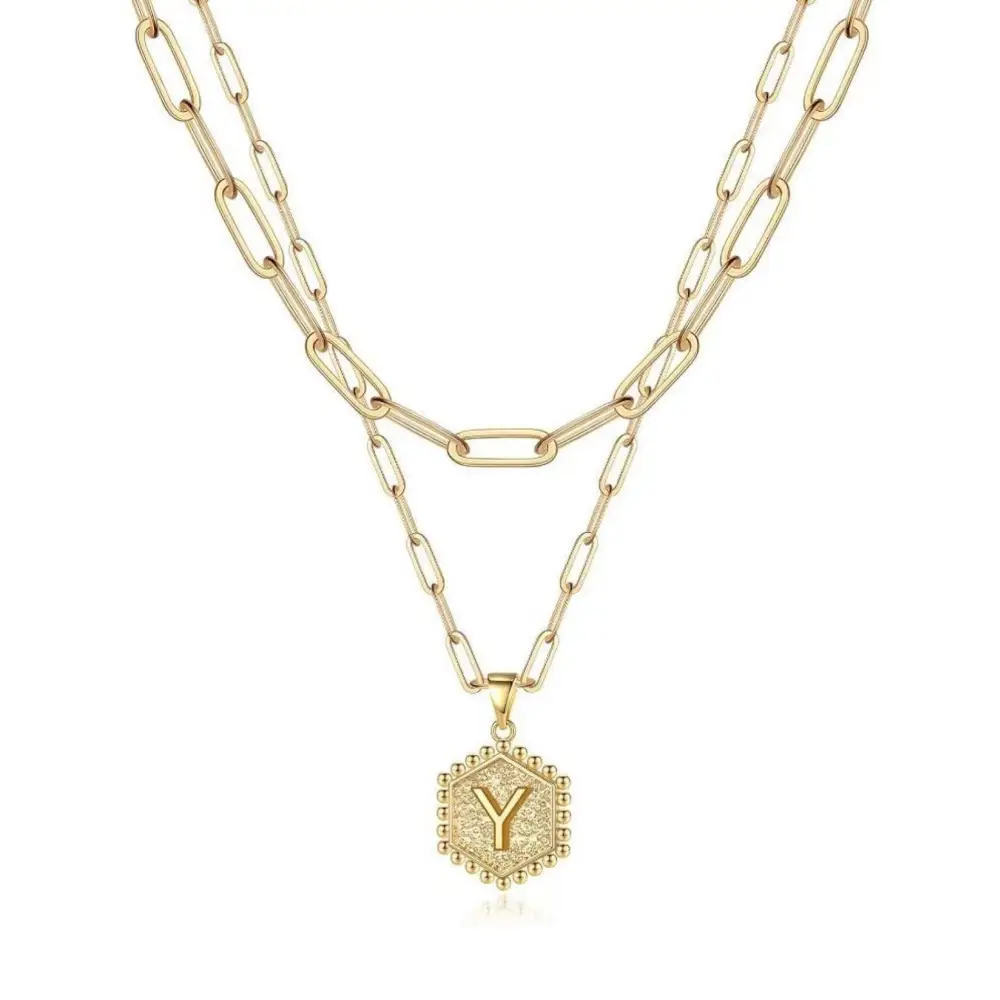 Beautiful Gold Layered Initial Necklace - Y - Rooted Home Goods
