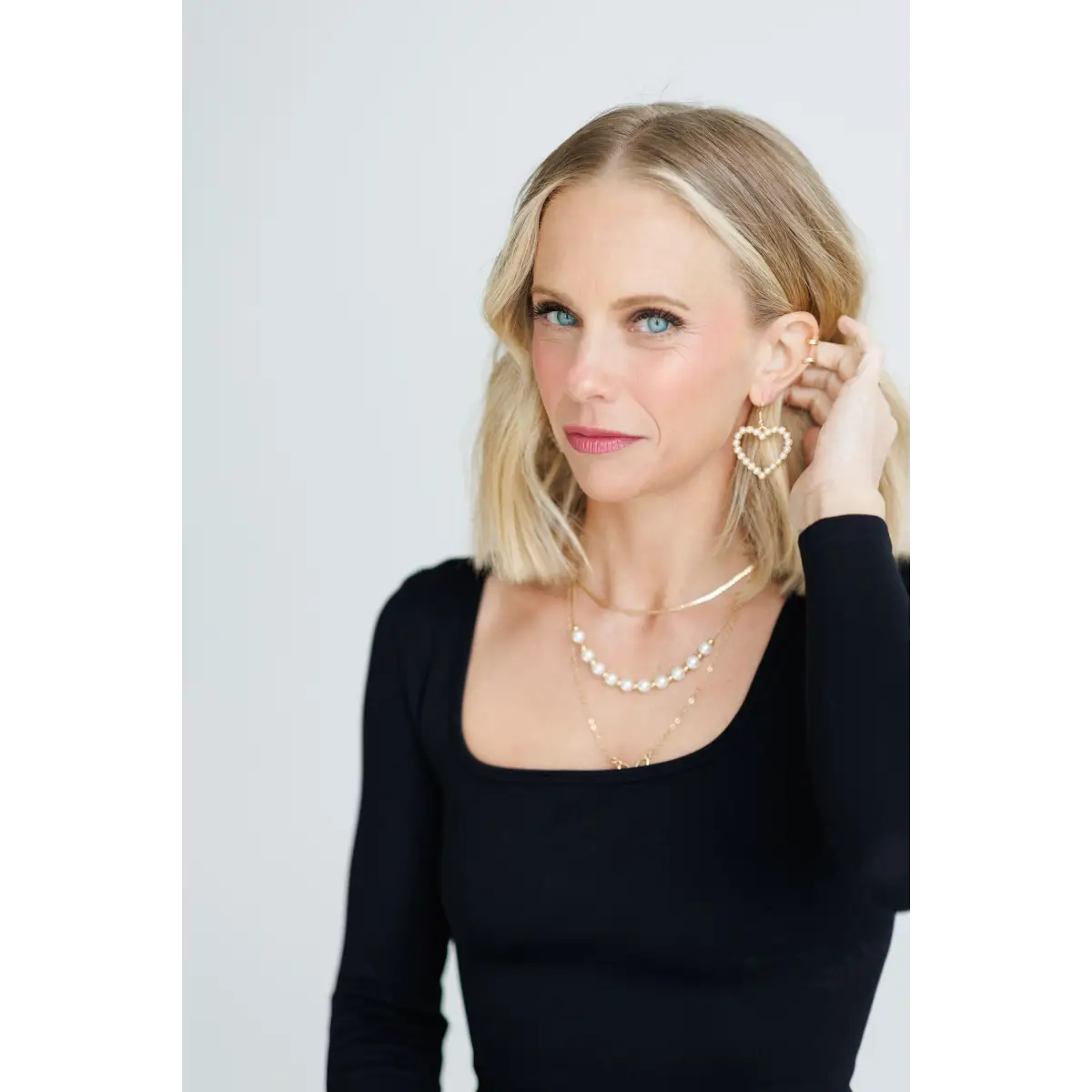 Gold and Pearl Heart Earrings - Rooted Home Goods