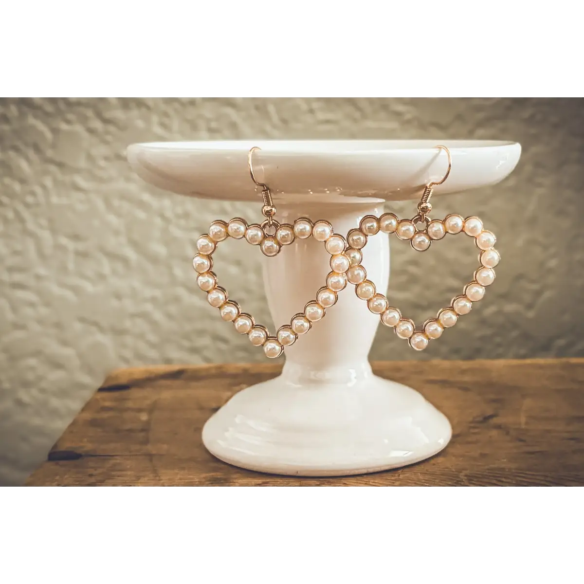 Gold and Pearl Heart Earrings - Rooted Home Goods