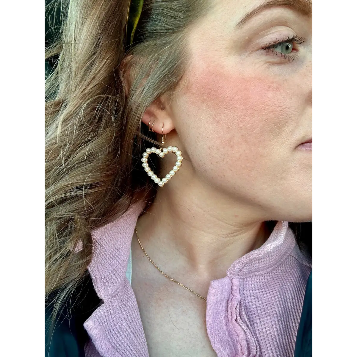 Gold and Pearl Heart Earrings - Rooted Home Goods