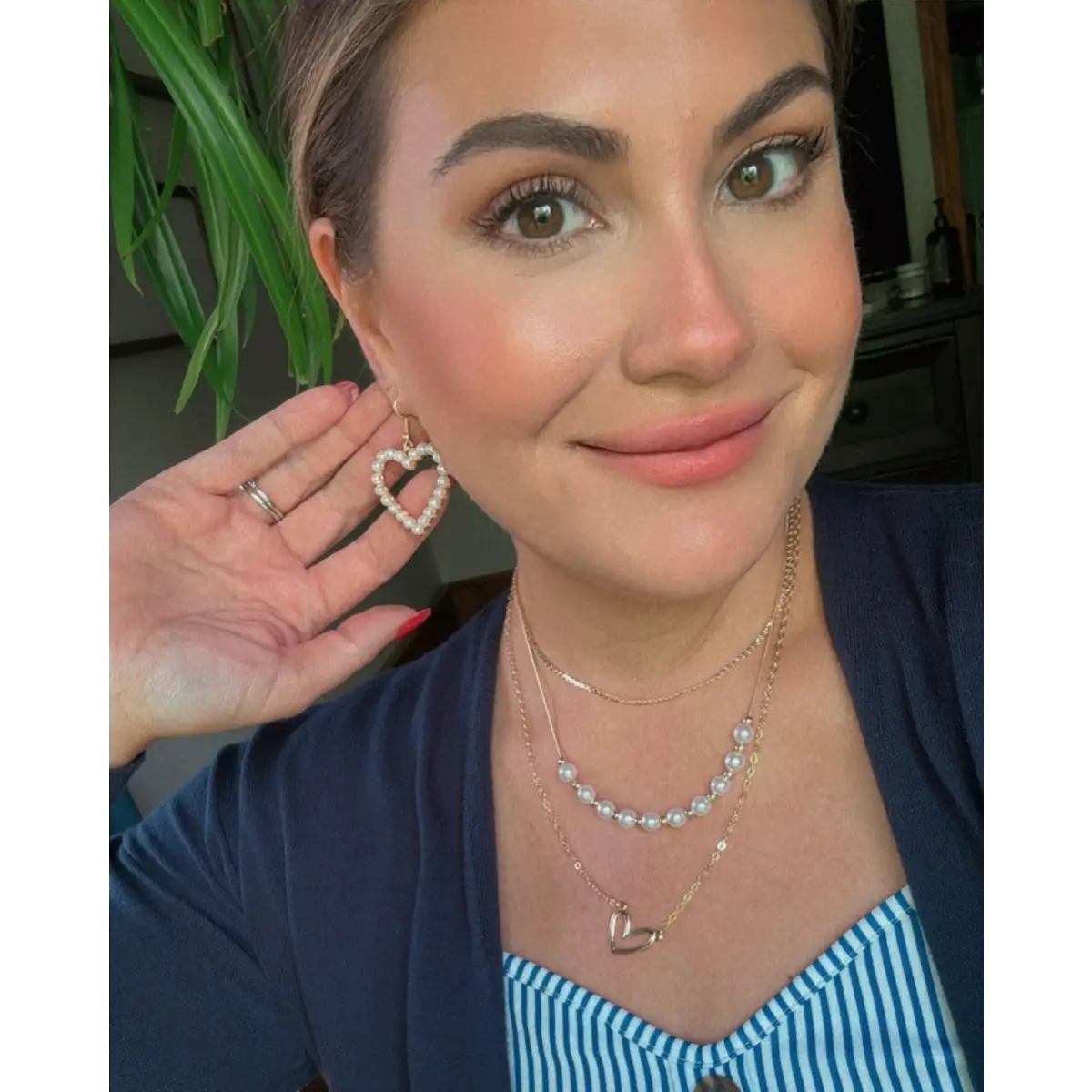 Gold and Pearl Heart Earrings - Rooted Home Goods