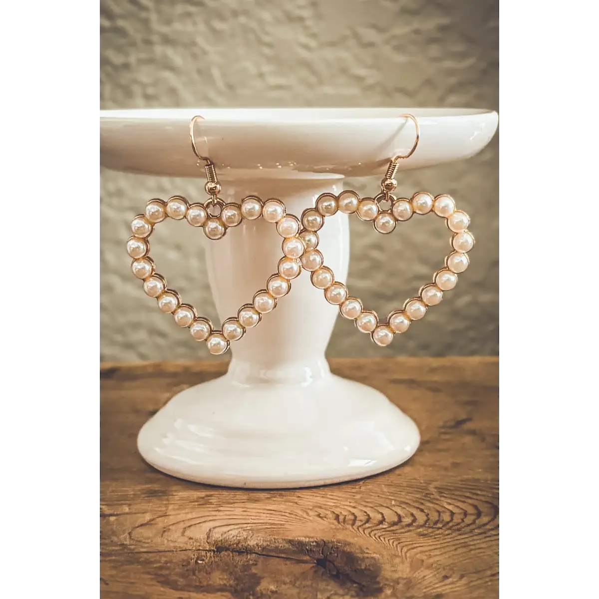 Gold and Pearl Heart Earrings - Rooted Home Goods