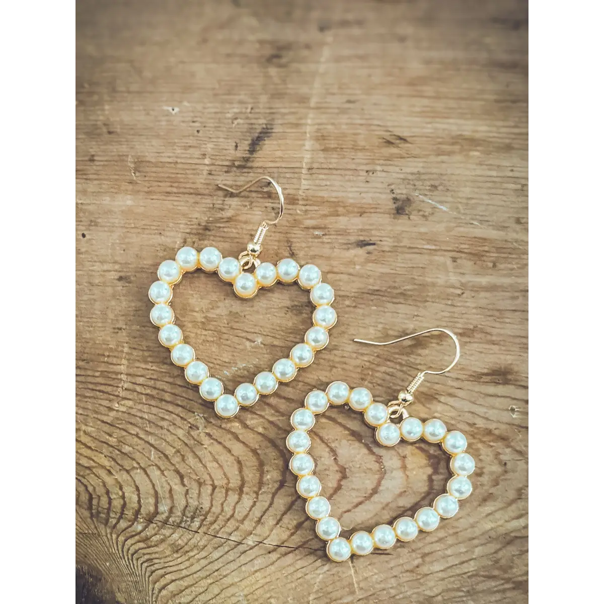 Gold and Pearl Heart Earrings - Rooted Home Goods