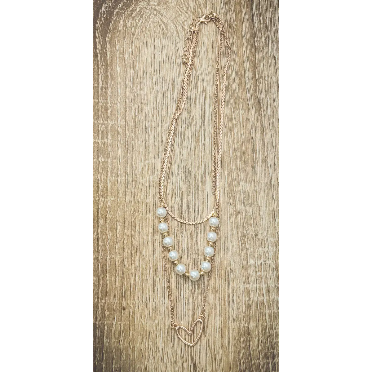 Gold and Pearl Heart Layering Necklace - Rooted Home Goods