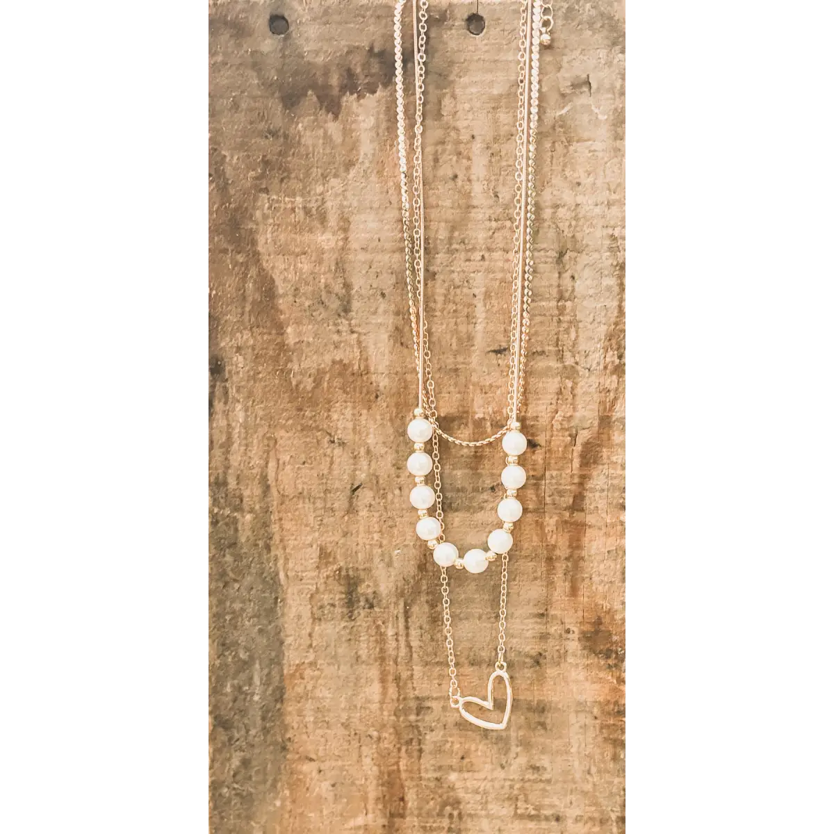 Gold and Pearl Heart Layering Necklace - Rooted Home Goods