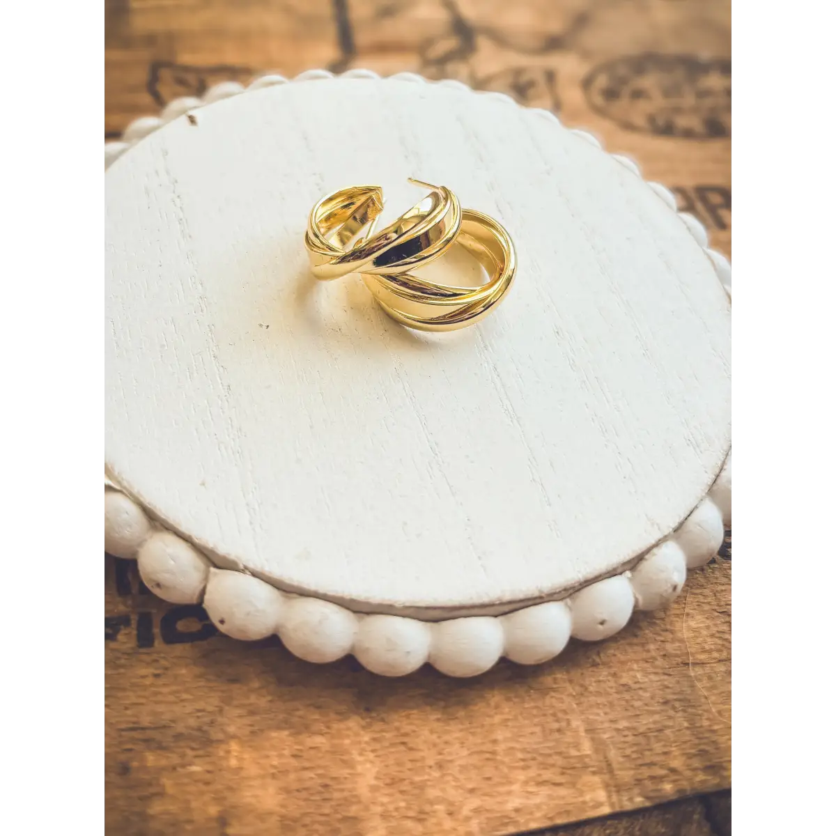 Gold Twist Hoop Earrings - Rooted Home Goods