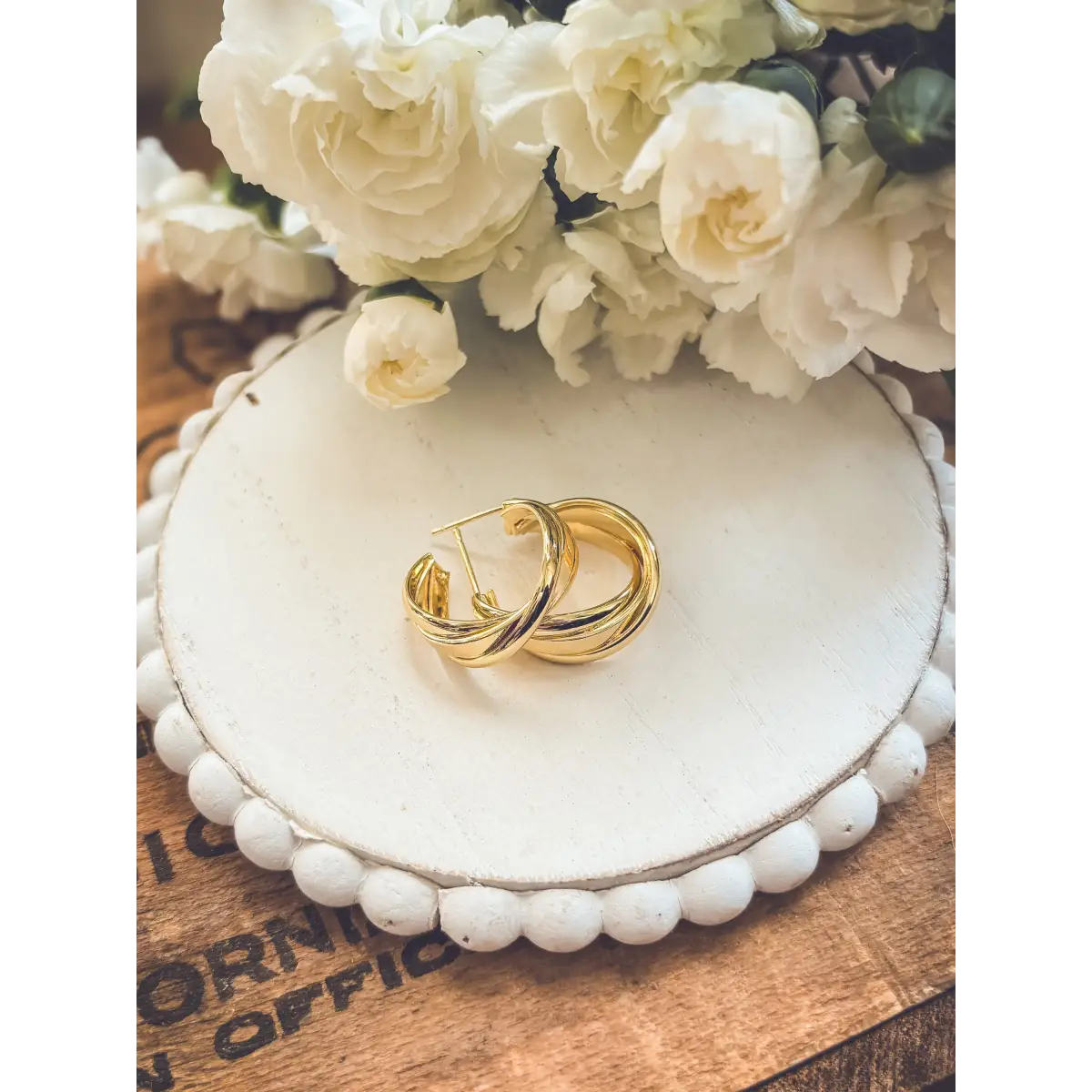 Gold Twist Hoop Earrings - Rooted Home Goods