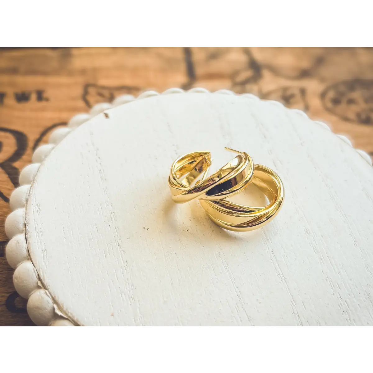 Gold Twist Hoop Earrings - Rooted Home Goods