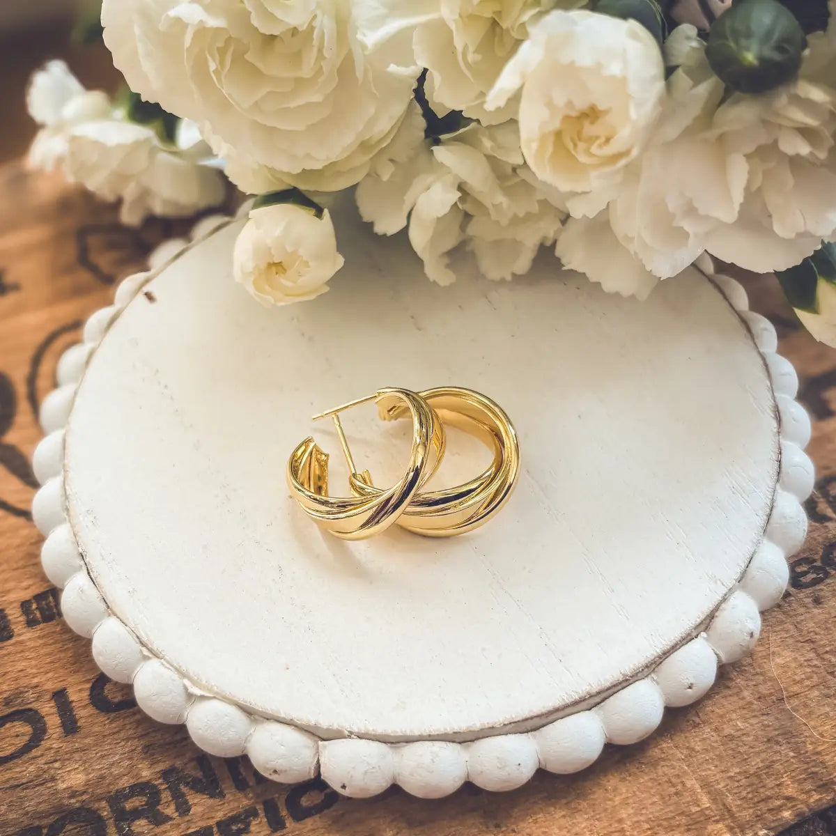Gold Twist Hoop Earrings - Rooted Home Goods
