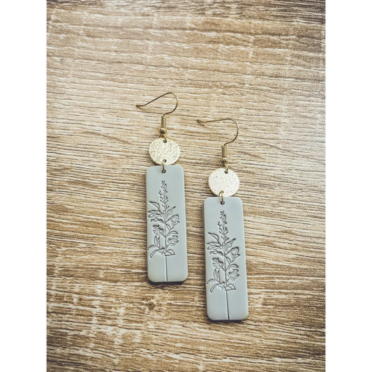 Gray and Gold Floral Earrings - Rooted Home Goods