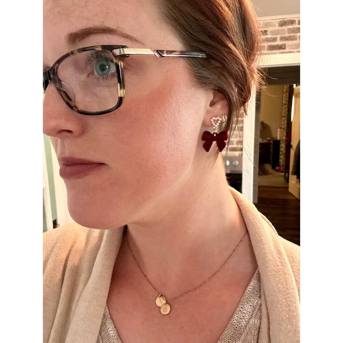 Red Bow and Heart Pearl Earrings - Rooted Home Goods