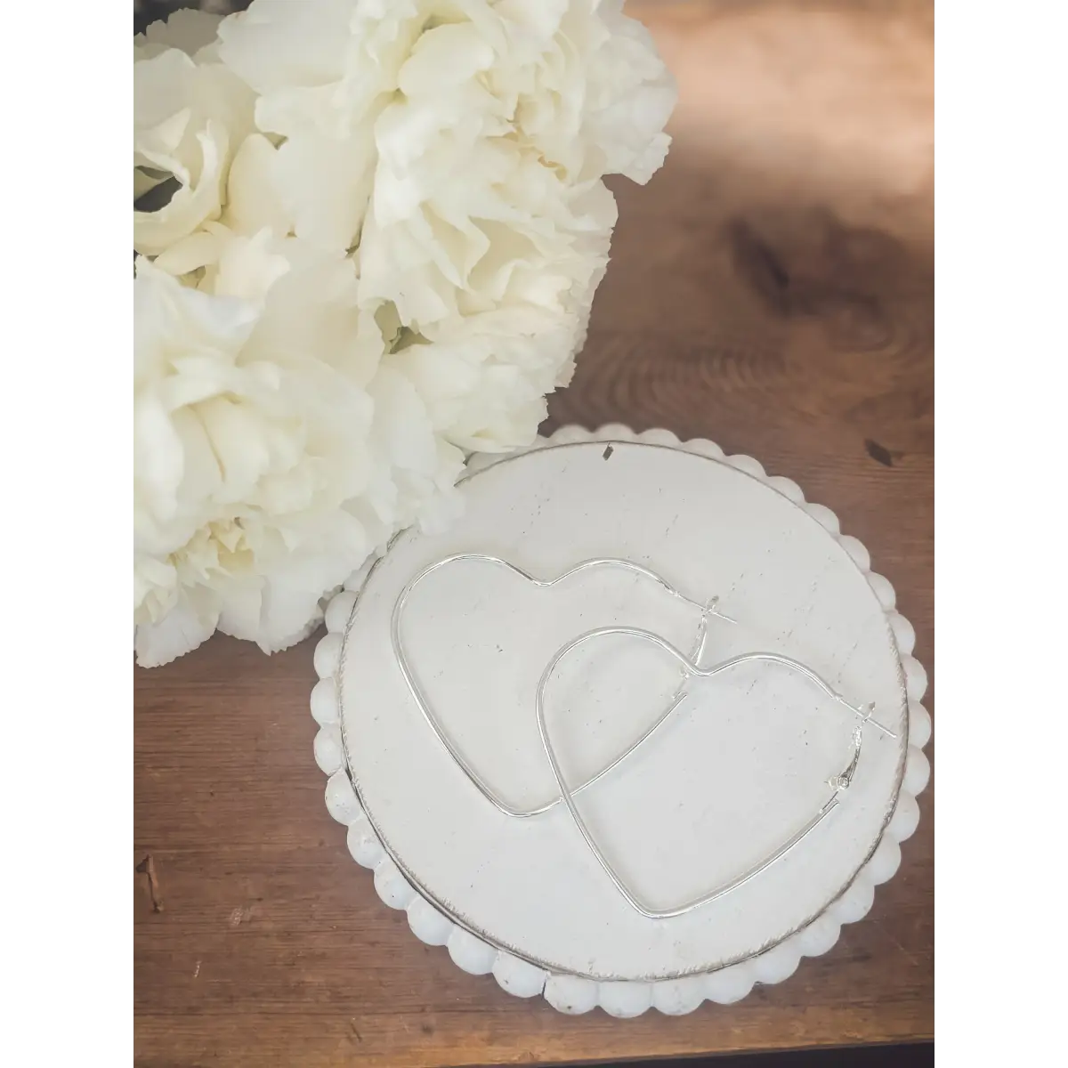 Silver Heart Hoop Earrings - Rooted Home Goods