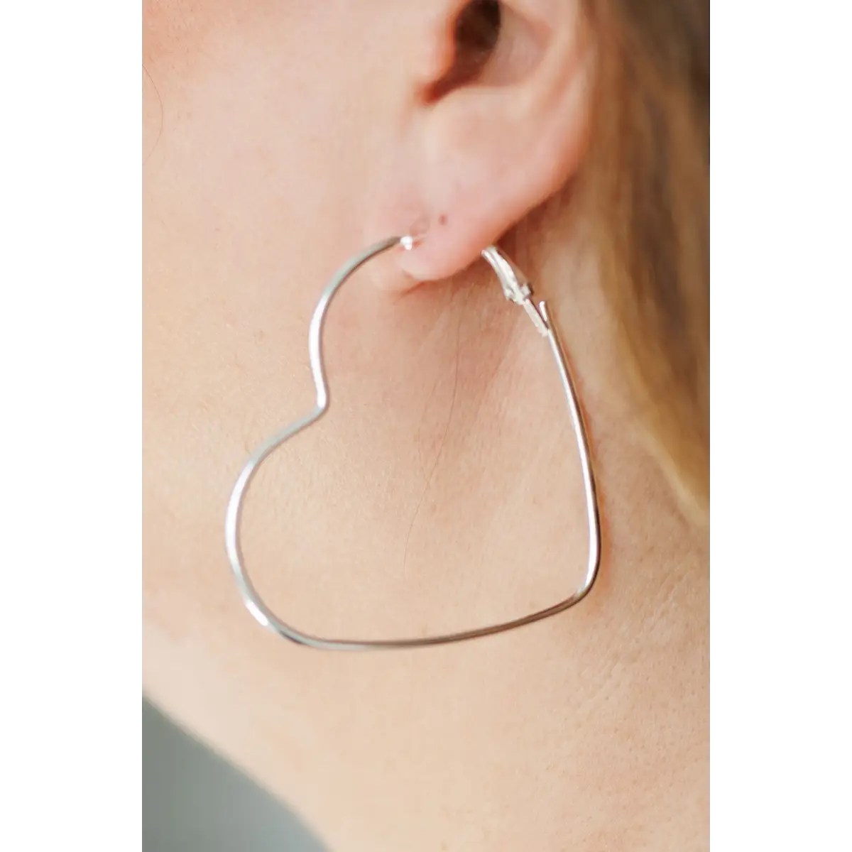 Silver Heart Hoop Earrings - Rooted Home Goods