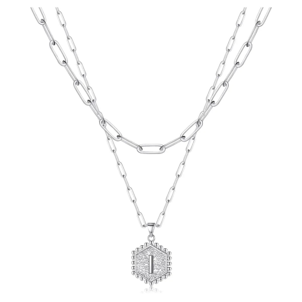 Beautiful Silver Layered Initial Necklaces (A-Z) - I - Rooted Home Goods
