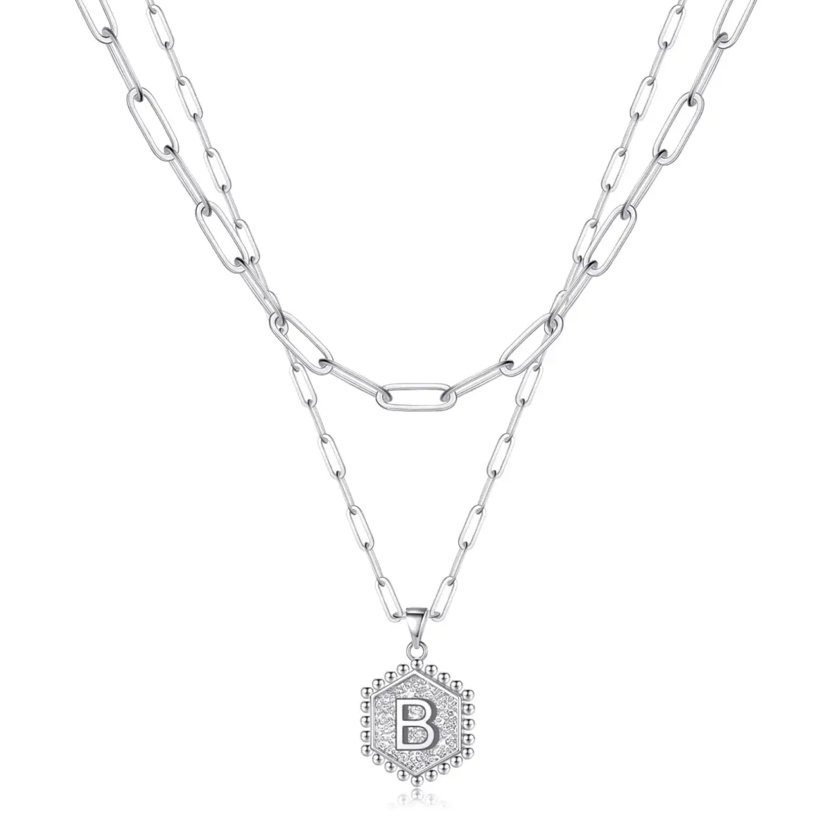 Beautiful Silver Layered Initial Necklaces (A-Z) - B - Rooted Home Goods