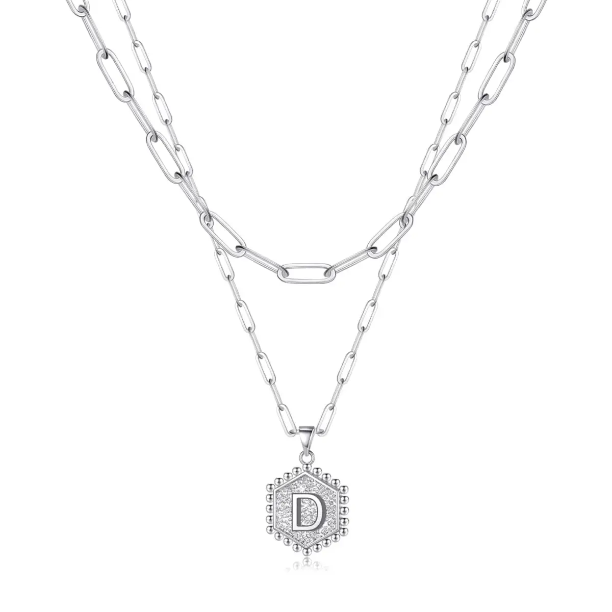 Beautiful Silver Layered Initial Necklaces (A-Z) - D - Rooted Home Goods