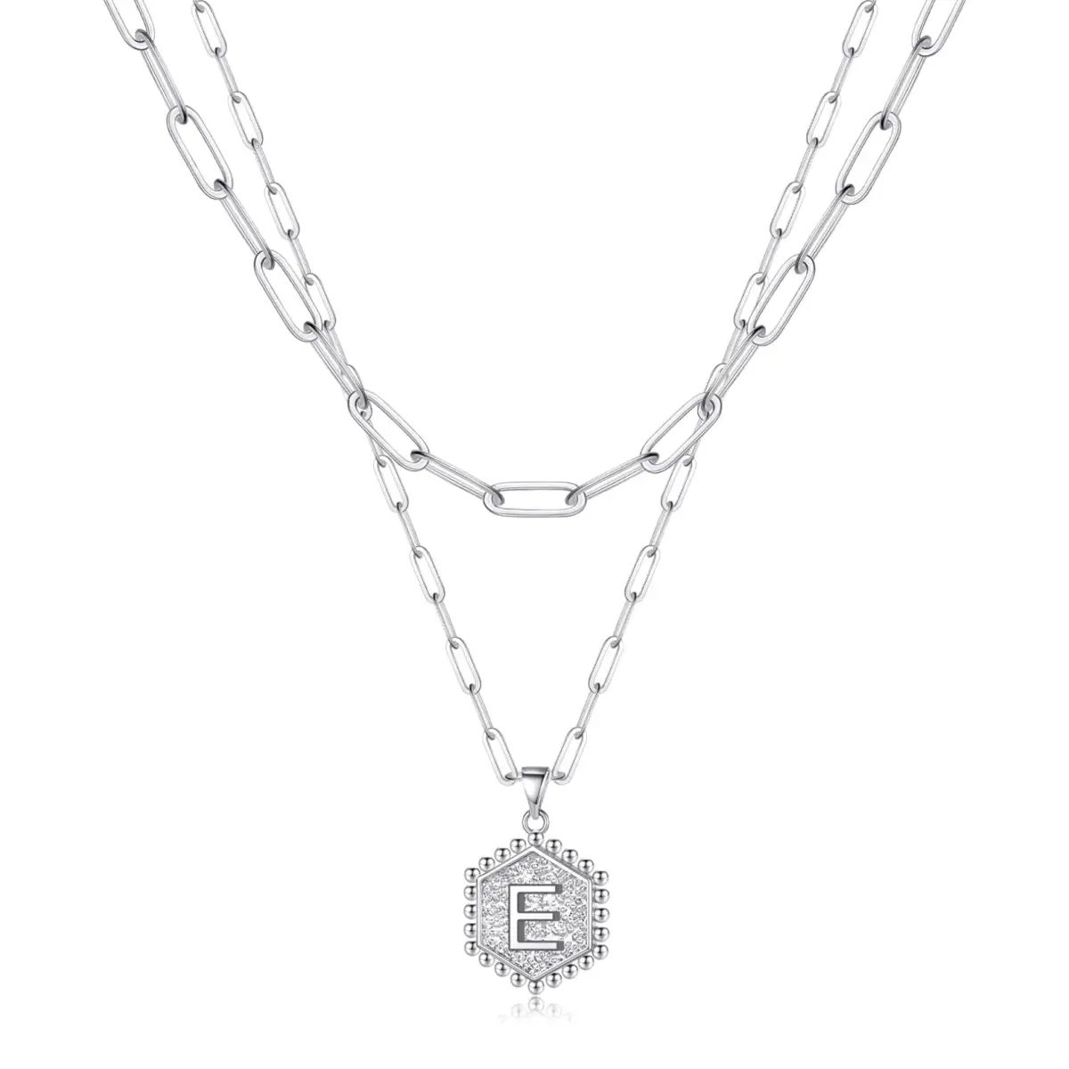 Beautiful Silver Layered Initial Necklaces (A-Z) - E - Rooted Home Goods