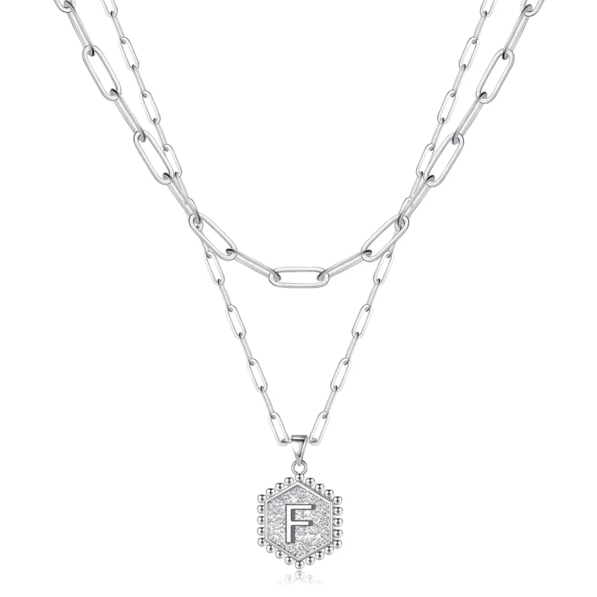 Beautiful Silver Layered Initial Necklaces (A-Z) - F - Rooted Home Goods