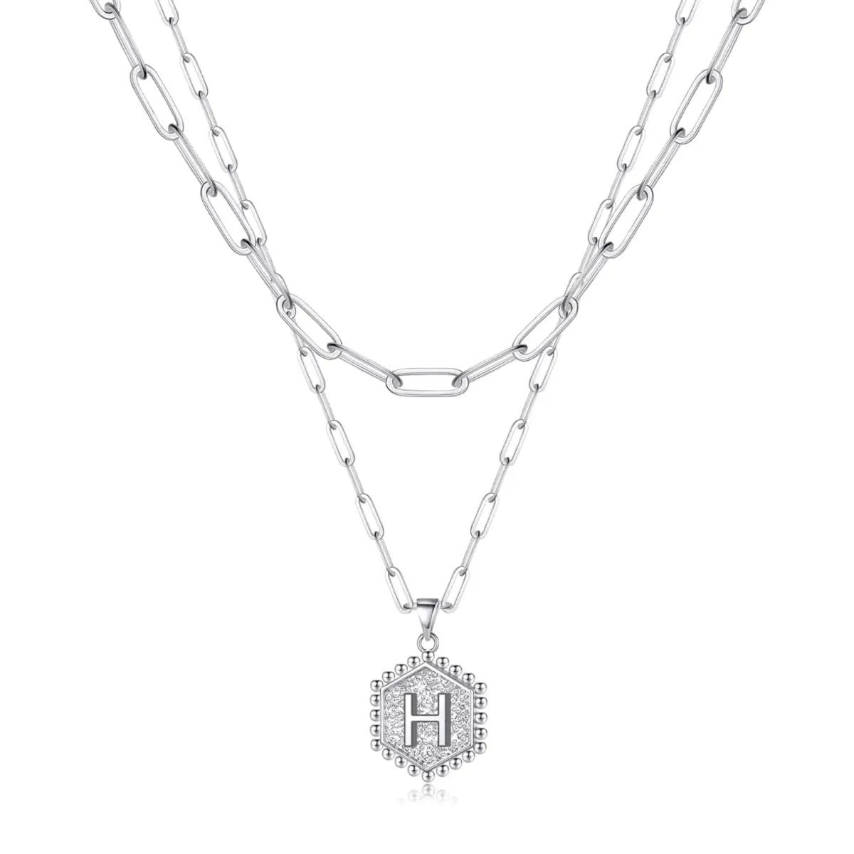Beautiful Silver Layered Initial Necklaces (A-Z) - H - Rooted Home Goods