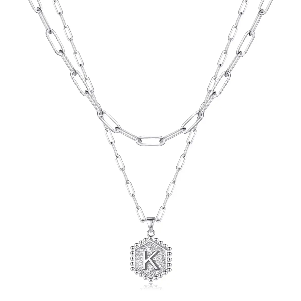 Beautiful Silver Layered Initial Necklaces (A-Z) - K - Rooted Home Goods