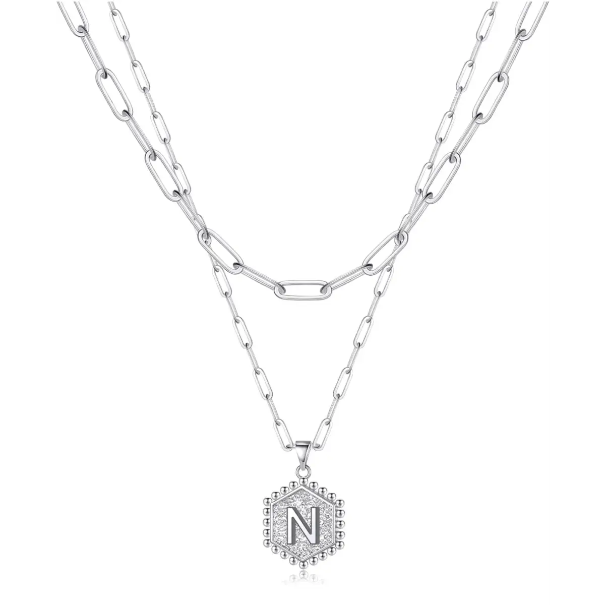 Beautiful Silver Layered Initial Necklaces (A-Z) - N - Rooted Home Goods