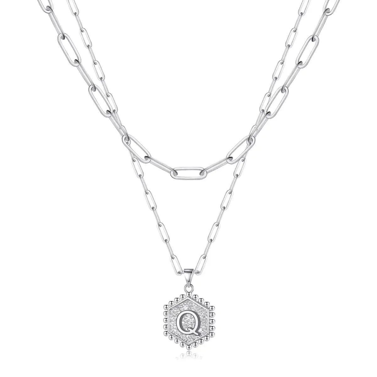 Beautiful Silver Layered Initial Necklaces (A-Z) - Q - Rooted Home Goods
