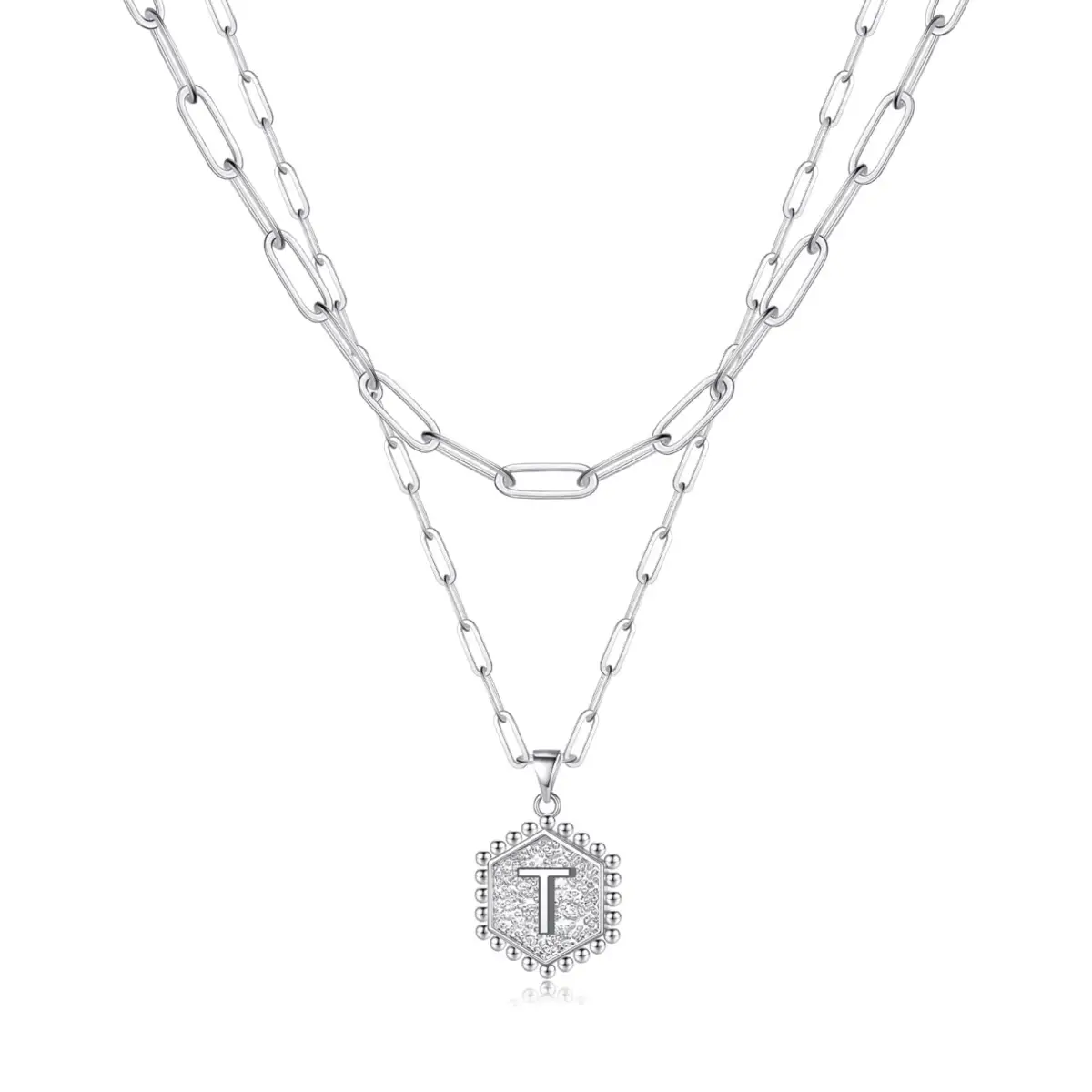 Beautiful Silver Layered Initial Necklaces (A-Z) - T - Rooted Home Goods